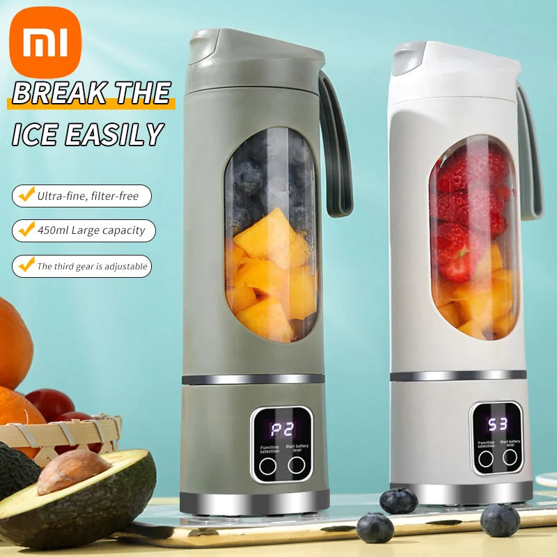 Xiaomi 450ml Fruit Juicer 8 Blades 3 Speeds USB Rechargeable Adjustable Double Lid Design Durable Ice Crusher Portable Blender