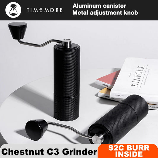 TIMEMORE Chestnut C3 Manual Coffee Grinder S2C Burr Inside Portable Hand Coffee Mill Grinder With Double Bearing Positioning