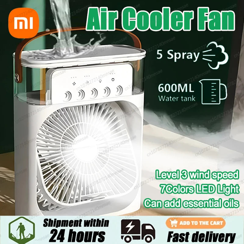 Xiaomi 3 In 1 Fan AIr Conditioner Household Small Air Cooler LED Night Light Portable Humidifier Air Adjustment Fan Office Home