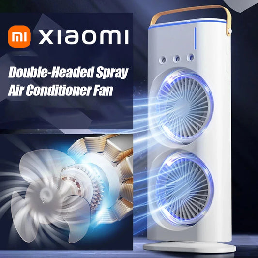 Xiaomi Double-Headed Spray Air Conditioner Fan 3 Speeds Rechargeable USB Desk Air Cooler Night Light Remote For Office Home New