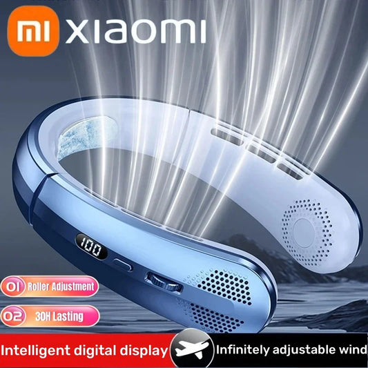 Xiaomi 8000mAh Hanging Neck Fan Portable Bladeless Mini USB Rechargeable Mute LED Digital Display Electric Fan Summer Air Cooler